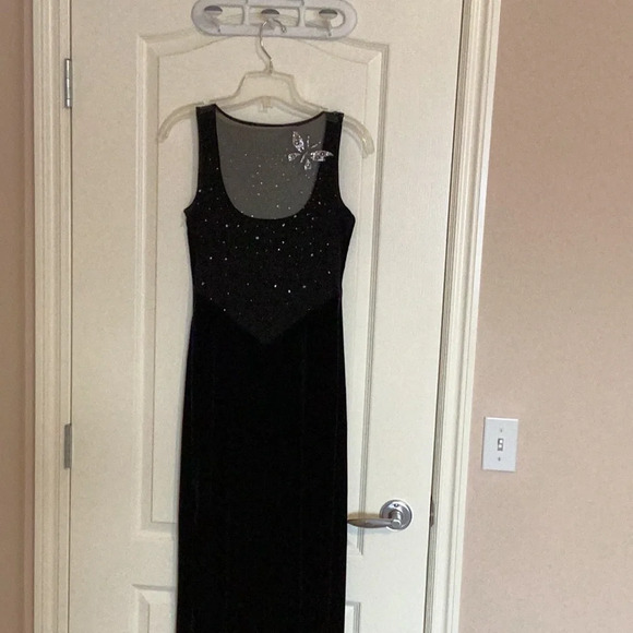 Lori Ann Montreal Women's Black Dress Crushed Velvet Wedding Evening Prom Party - Picture 6 of 7